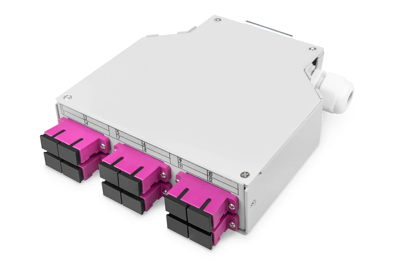DIGITUS Fiberglass top-hat rail box, MM-OM4, mounted, with SC adapter and pigtail