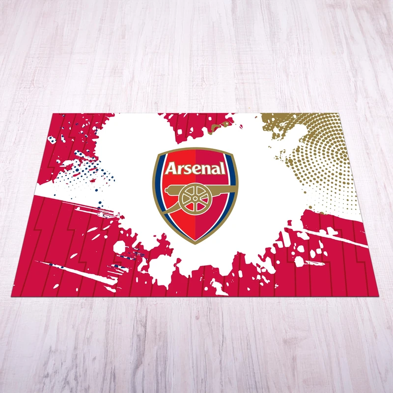Licensed Décor Arsenal FC Mat - Extra Large (200cm (w) x 150cm (h) - Full Crest on Lightening Colour Splash