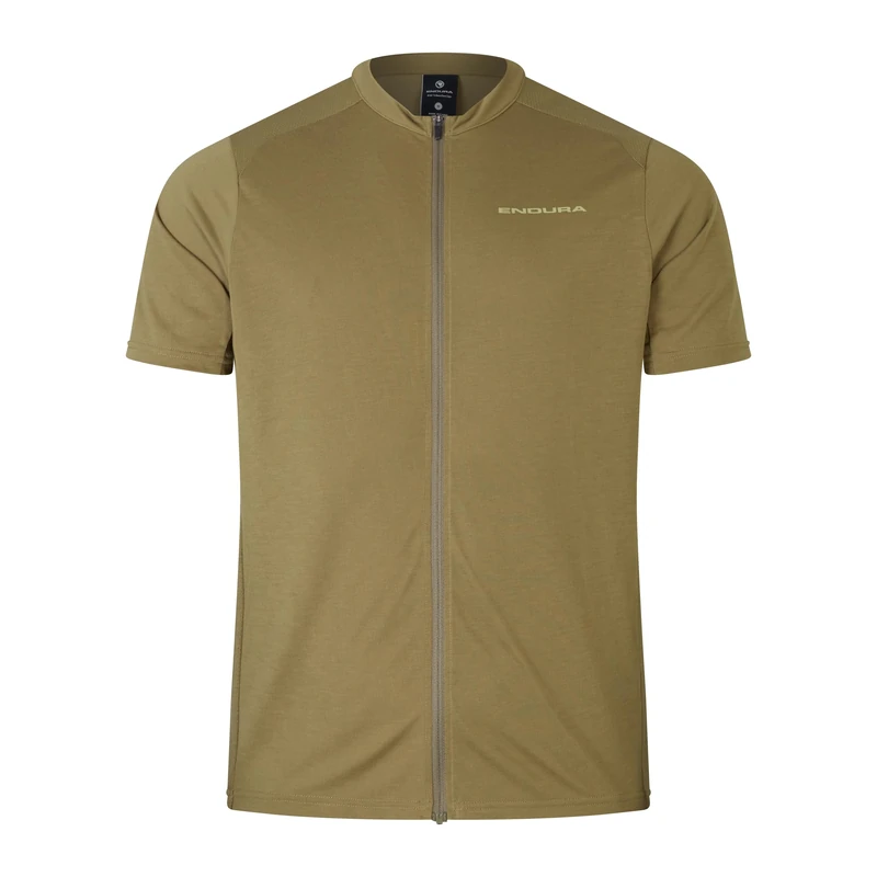 Endura Men's Loop Zipped Short Sleeve Jersey, Tweed Green, XL
