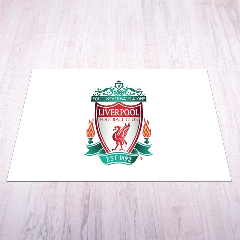 Licensed Décor Liverpool FC Mat - Small (70cm (w) x 100cm (h) - Highlighted Full Colour Crest on White