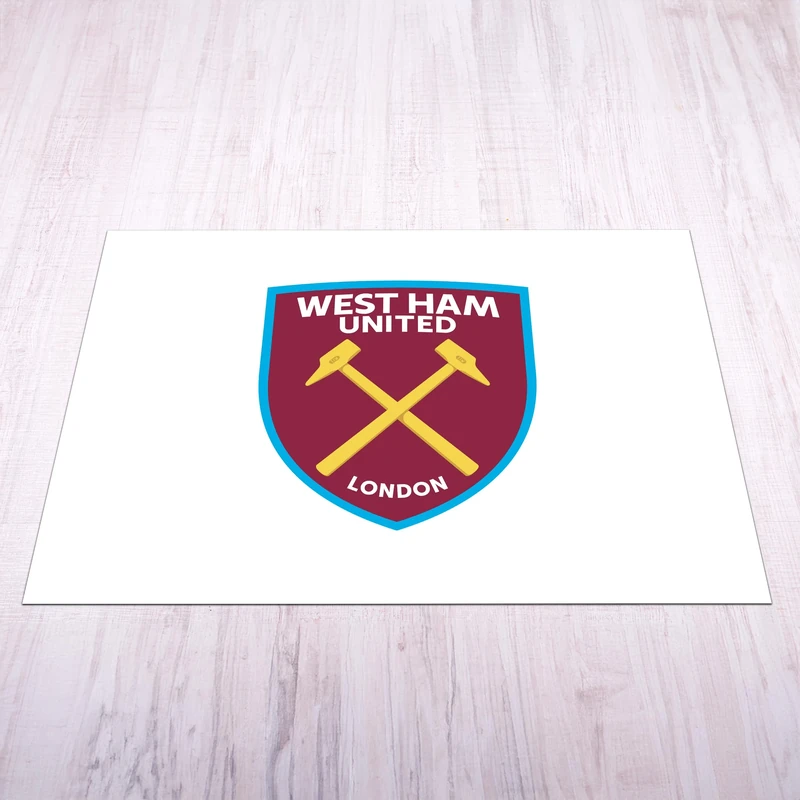 Licensed Décor West Ham United FC - X-Large Vinyl Floor Mat 200cm (w) x 150cm (h) - Colour Crest on White