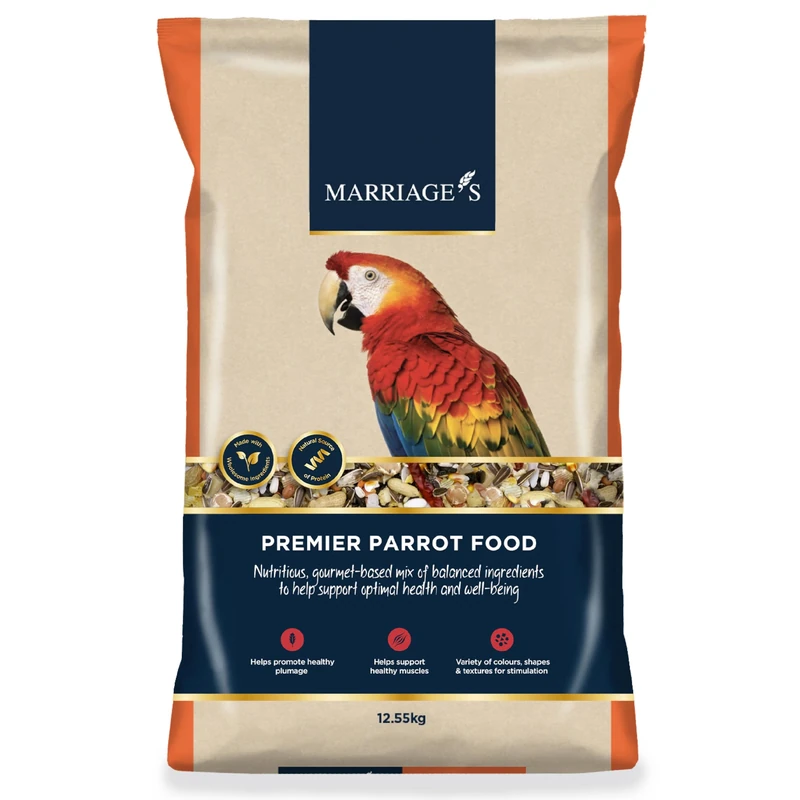 Marriages - Premier Parrot Food 12.55kg, Parrot Seed with Oats and Peanut Kernels, Wholesome Bird Seed, Bird Food Packed with Fibre and Protein