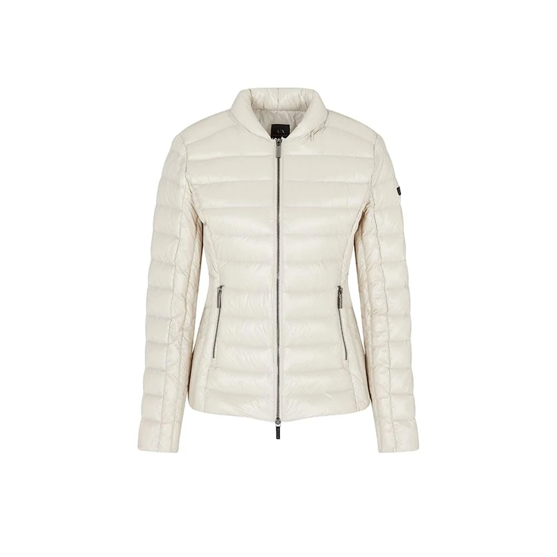 Armani Exchange Women's Padded Side Logo Patch Adjustable Collar Jacket, Rave Rock, XL, rave rock, XL