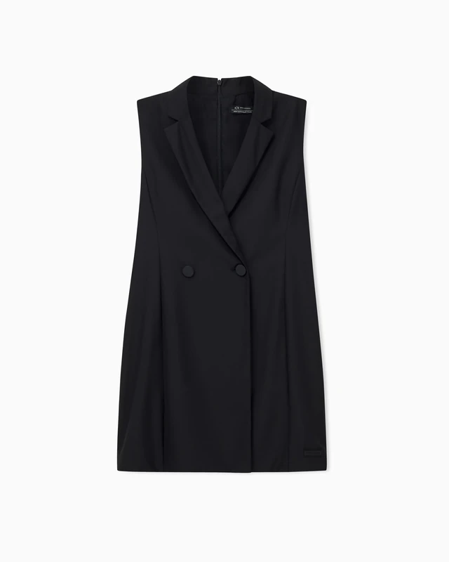 Armani Exchange Women's Reverse Collar Double Button Back Zip, Dress, Black, 0, Black, 8