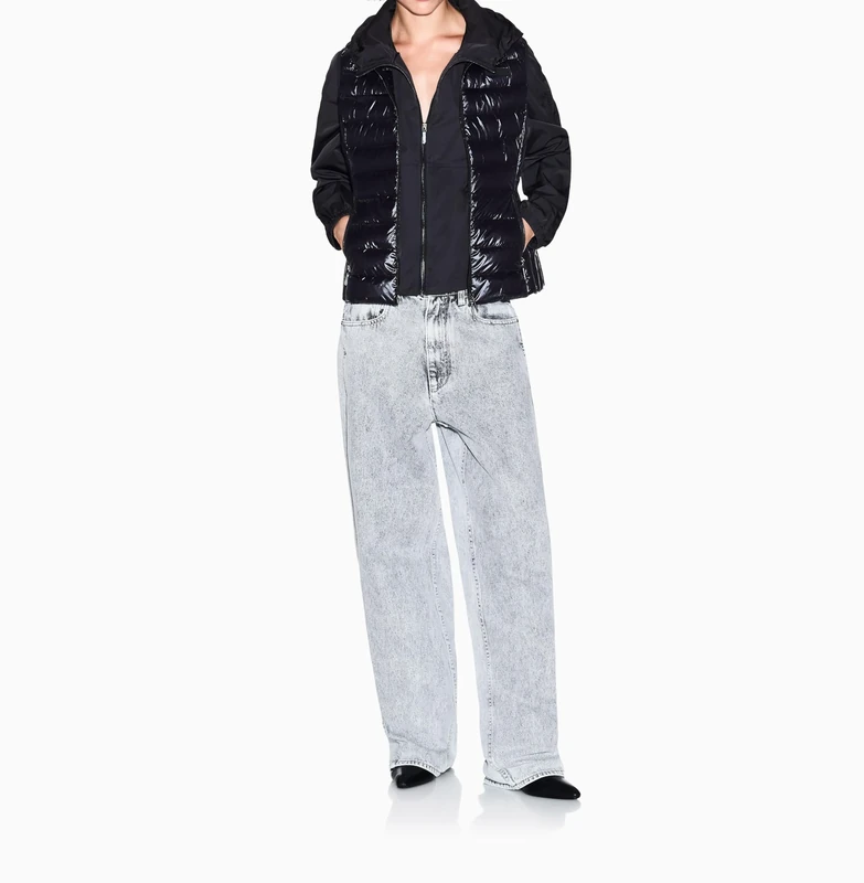 Armani Exchange Women's Logo Patch Adjustable Waist Big Side Pocket Blouson Jacket, Black, M, black, M