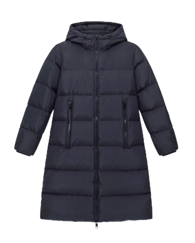 Armani Exchange Women's Padded Adjustable Collar Side Logo Patch Jacket, navy, XL