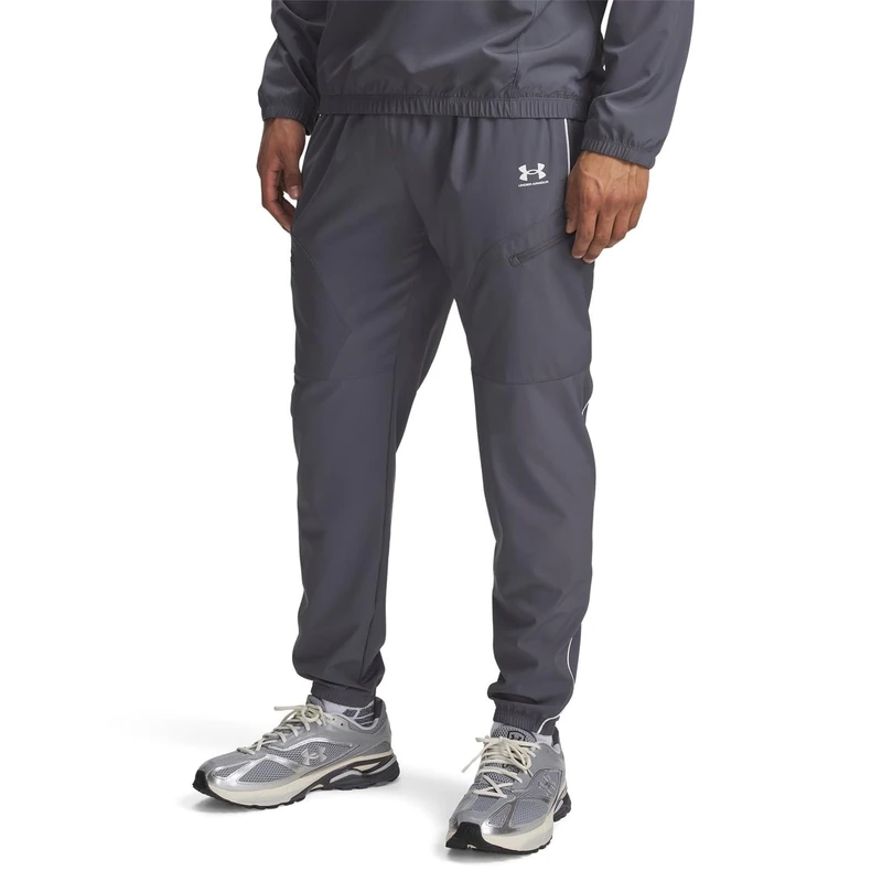 Under Armour Men's Challenger Warm-Up Pant, Water-Resistant Tracksuit Bottoms with Ankle Cuffs, Men's Joggers for Sports and Athletics,Castlerock / / White,LG