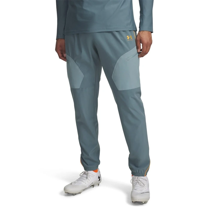 Under Armour Men's Challenger Warm-Up Pant, Water-Resistant Tracksuit Bottoms with Ankle Cuffs, Men's Joggers for Sports and Athletics,Jasper Blue / / Squad Orange,MD