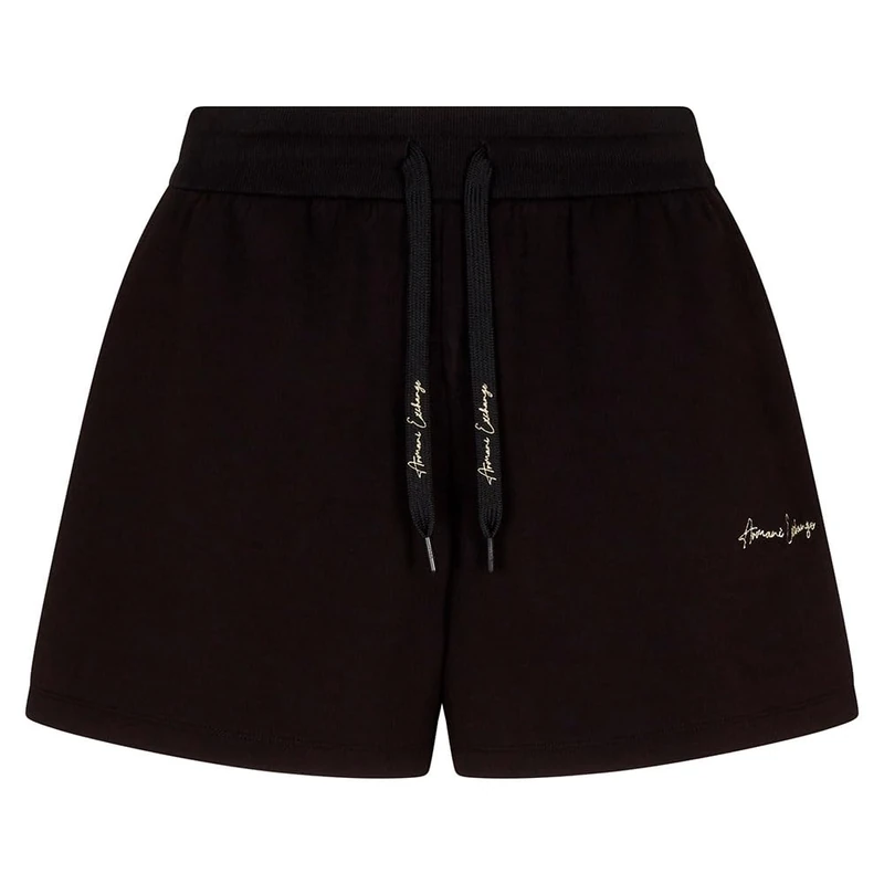 Armani Exchange Women's Lace-up Side Signed Logo, Bermuda Shorts, Black, XL, Black/Gold, XL