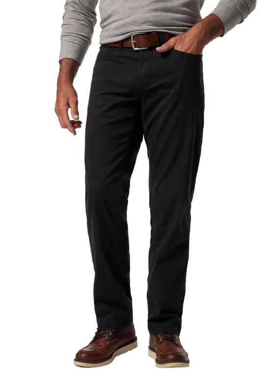 JP 1880 Men's Large Sizes Plus Sizes Menswear L-8XL Twill Trousers, Belly Fit, 5 Pocket, Regular Fit, Black, 36 W/32 L