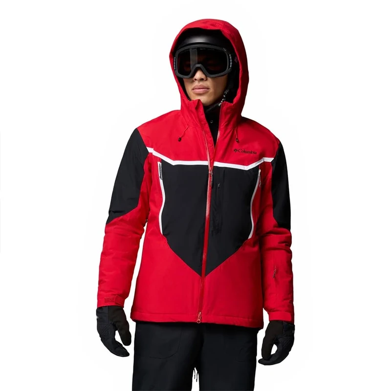 Columbia Men's Liftline Jacket, Ski Jacket, Mountain Red, Black, XL