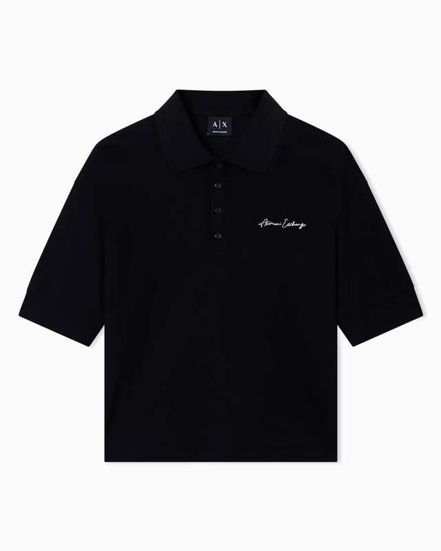 Armani Exchange Side Signed Logo Polo, Black/Gold, S Women, Black/Gold, S