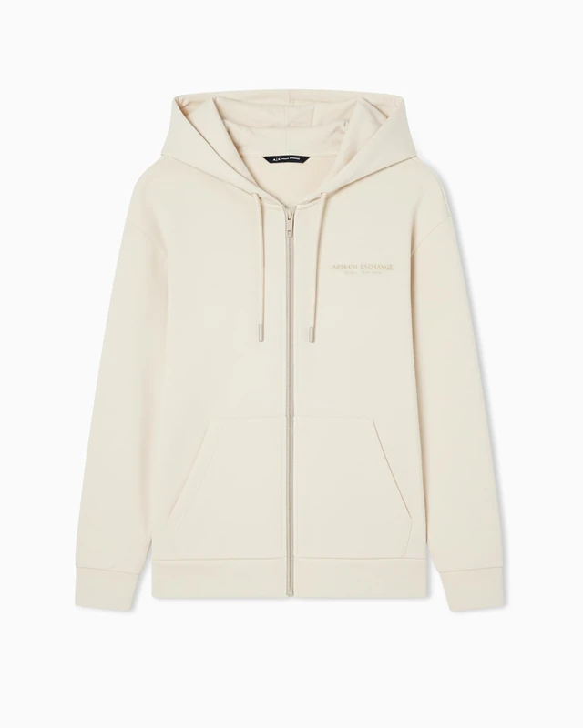Armani Exchange Women's Laced-up Hood Side Milano-New York Logo, Hooded Sweatshirt, White, S, ISO, S