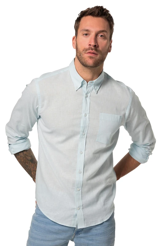 JP 1880 Menswear Big & Tall Plus Size L-8XL Linen Blend Shirt ice Blue X-Large 782629720-XL