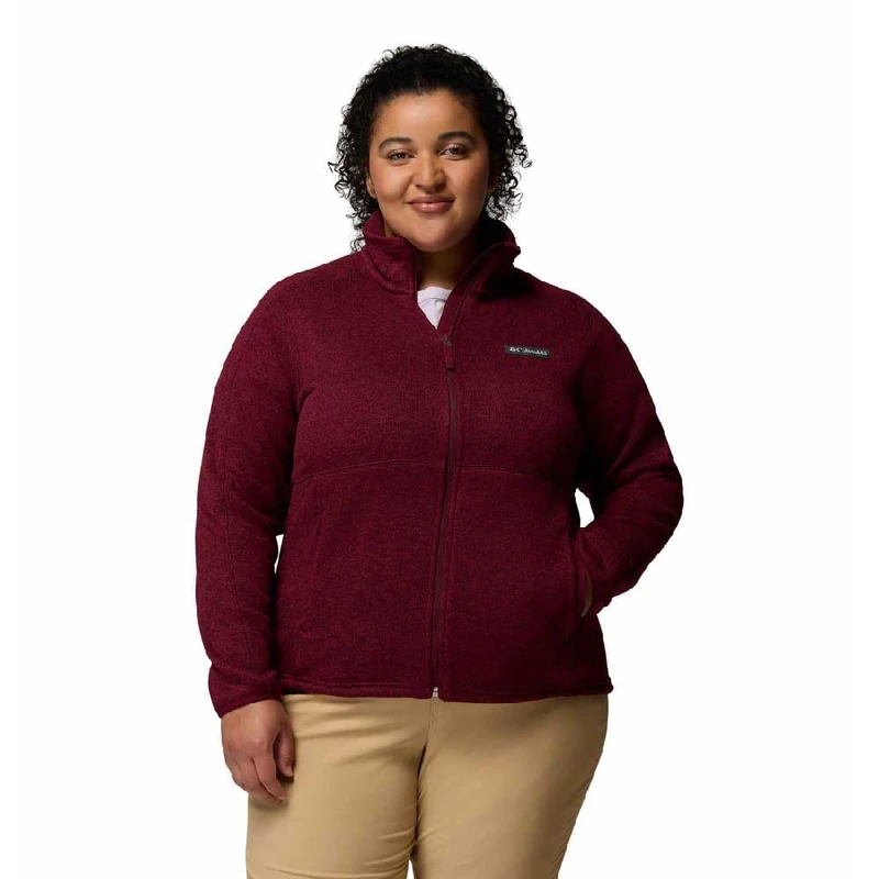 Columbia Women's Sweater Weather Full Zip 2, Full Zip Fleece Jacket, Rich Wine Heather, XL