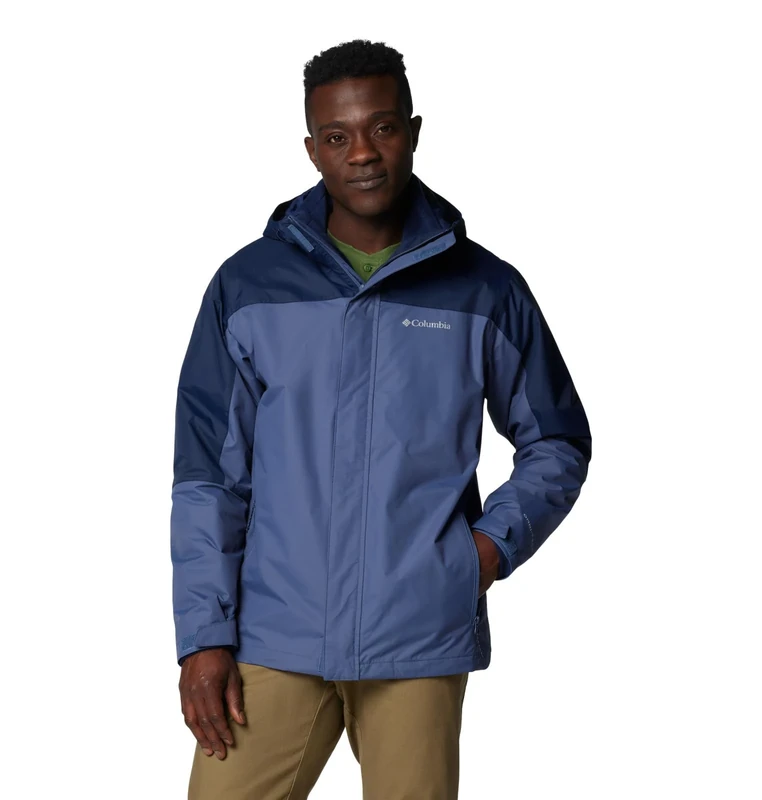 Columbia Men's Tunnel Falls 2 Interchange Jacket, 3 In 1 Interchange Winter Coat, Dark Mountain, Collegiate Navy, XXL
