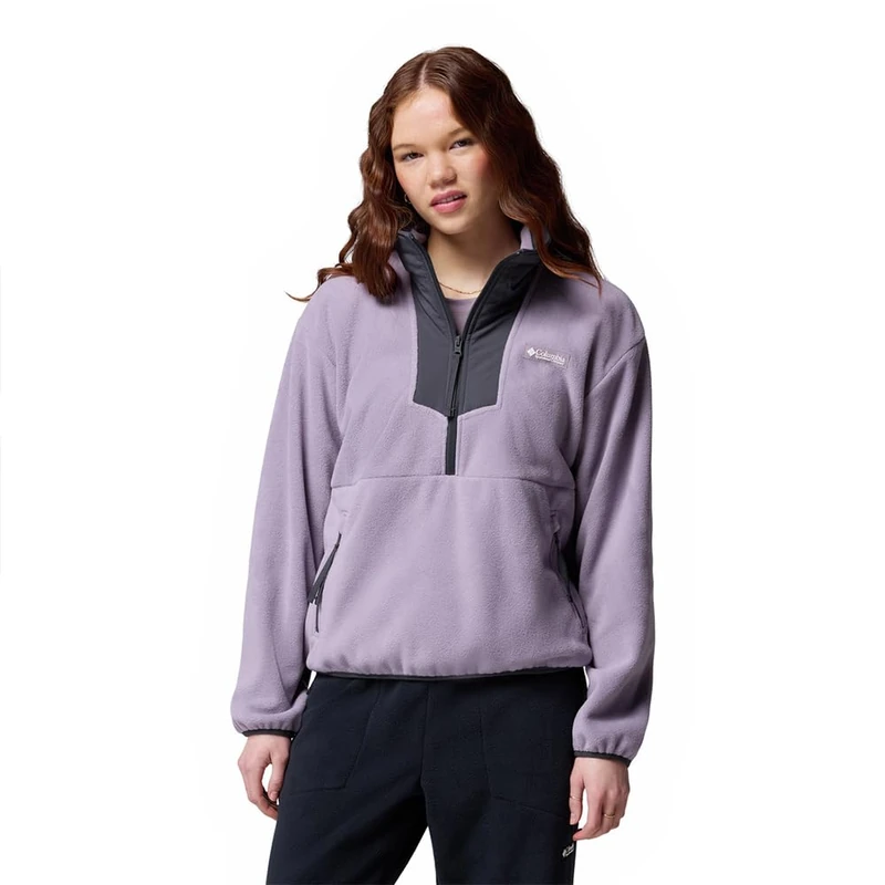 Columbia Women's Sequoia Grove Half Zip Fleece, Fleece Pull Over, Shale Purple, Shark, Shark, XL