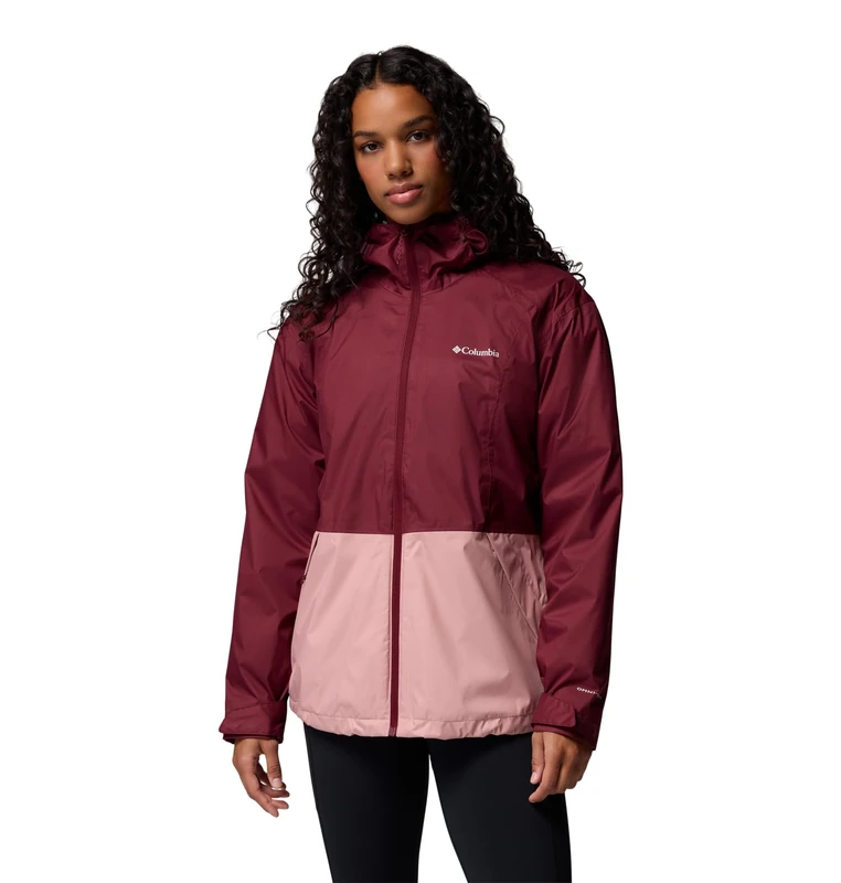 Columbia Women's Inner Limits 3 Jacket, Waterproof Rain Jacket, Rich Wine/Eraser Pink, XX-Large