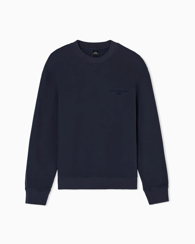 Armani Exchange Men's Long Sleeve Back Logo Relaxed Fit, Sweatshirt, Blue, XL, deep navy, XL