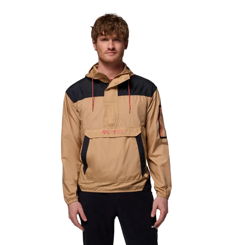 Columbia Men's Challenger 2 Windbreaker, Lightweight Windbreaker Jacket, Canoe/Black, XX-Large