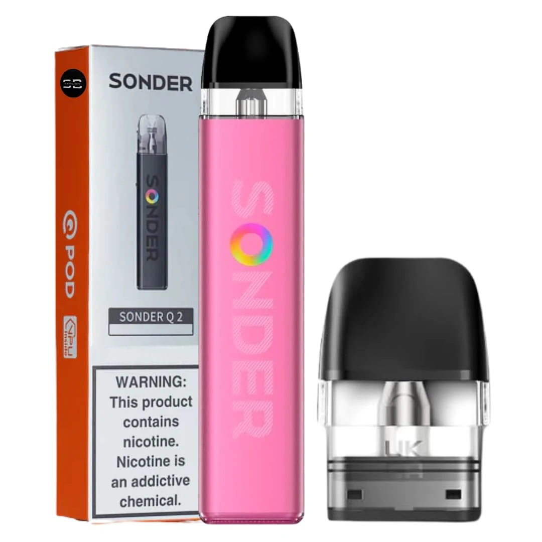 Geekvape Sonder Q2 Vape Kit [Burgundy Red] - Available in 16 colours - 1350mAh Battery, Type-C Fast Charge, 30W Output, RGB Light, Aluminum Casing - Works with Q Pods - No Nicotine