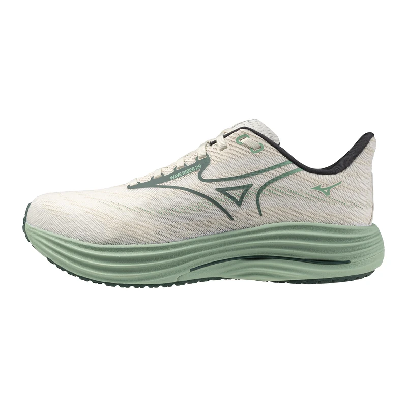 Mizuno Mens Wave Rider 29 Mens, White-Bistro Green, 13 UK