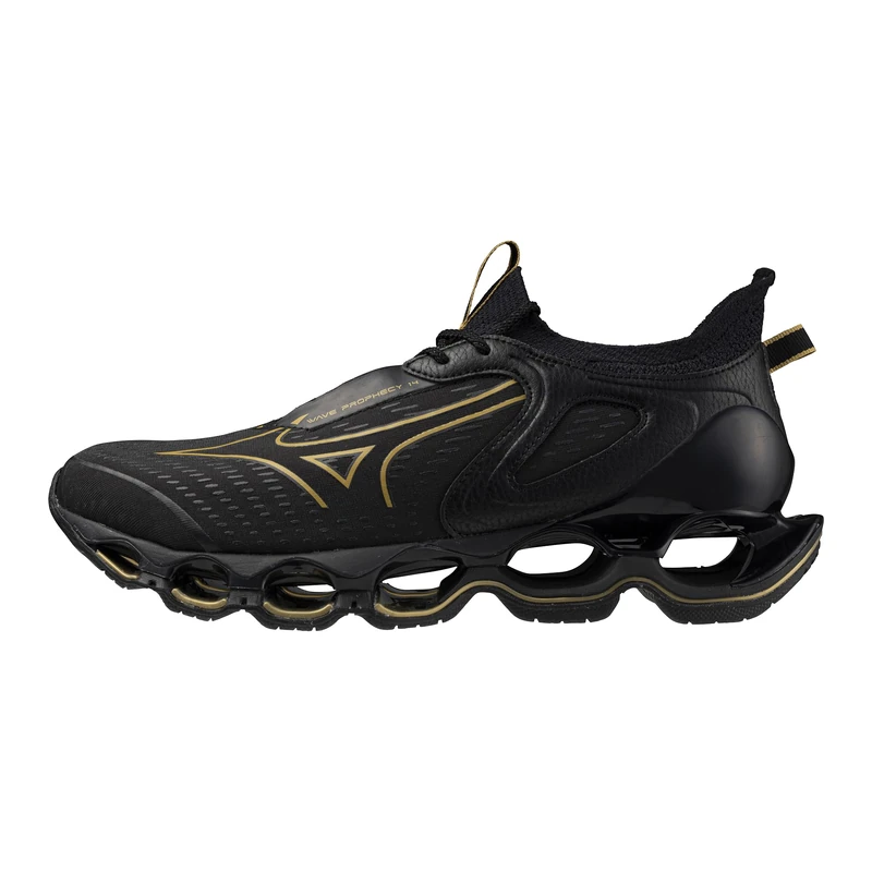 Mizuno Men's Wave Prophecy 14 Running Shoe, Black-Gold, 12 UK
