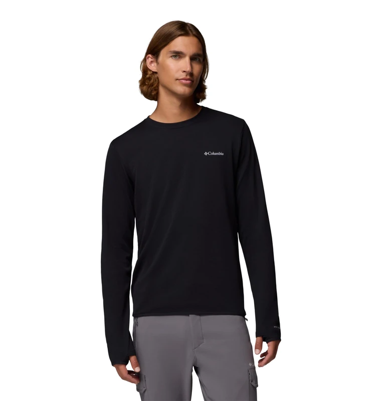 Columbia Men's Tech Trail Utility Warm Long Sleeve Crew, Long Sleeve T-Shirt, Black, Large