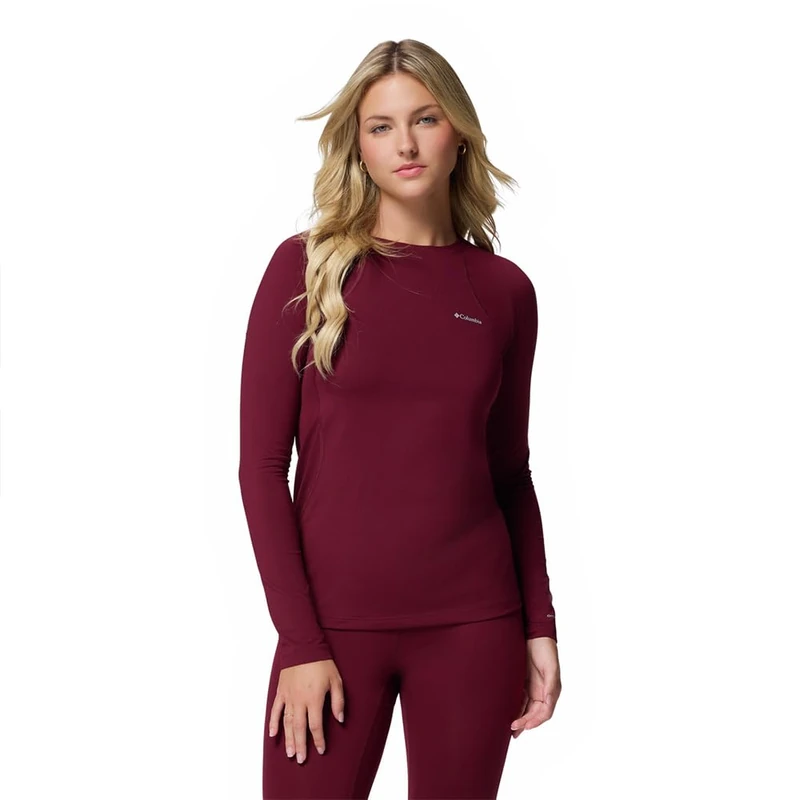 Columbia Women's Midweight Stretch Long Sleeve Top, Base Layer Top, Rich Wine, L