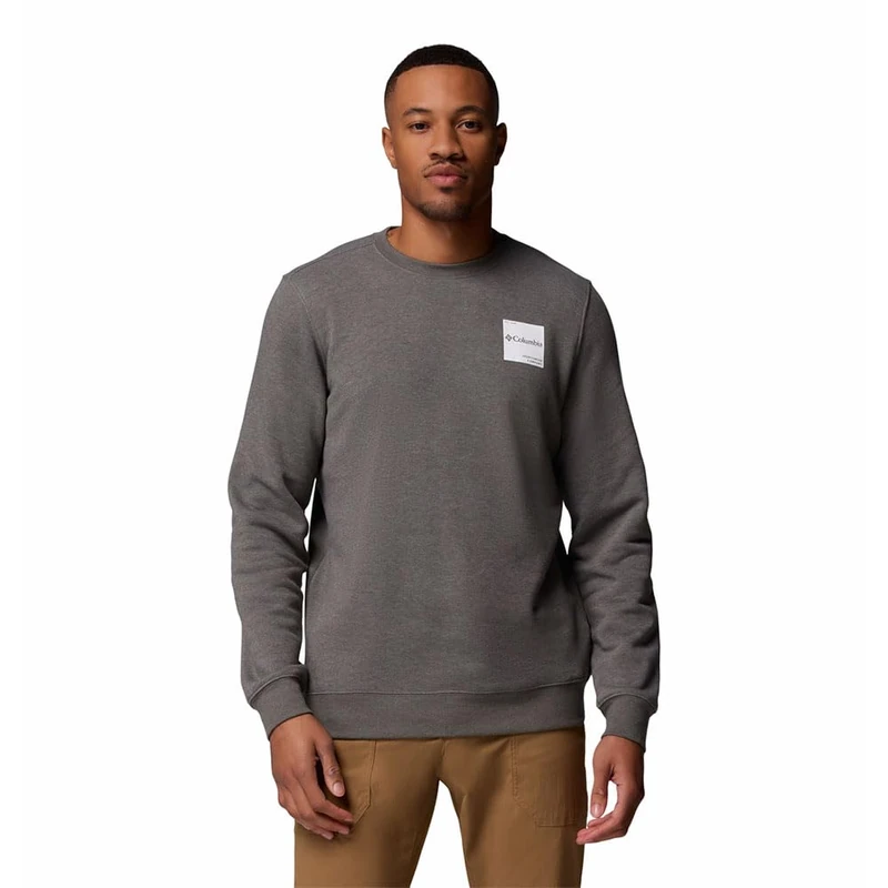 Columbia Men's Trek Crew, Crew Sweatshirt, Charcoal Heather/Boxy Brand, XL - Image 1