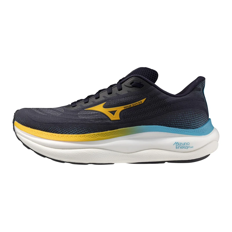 Mizuno Men's Wave Sky 9 Running Shoe, Baritone Blue-Citrus, 8 UK