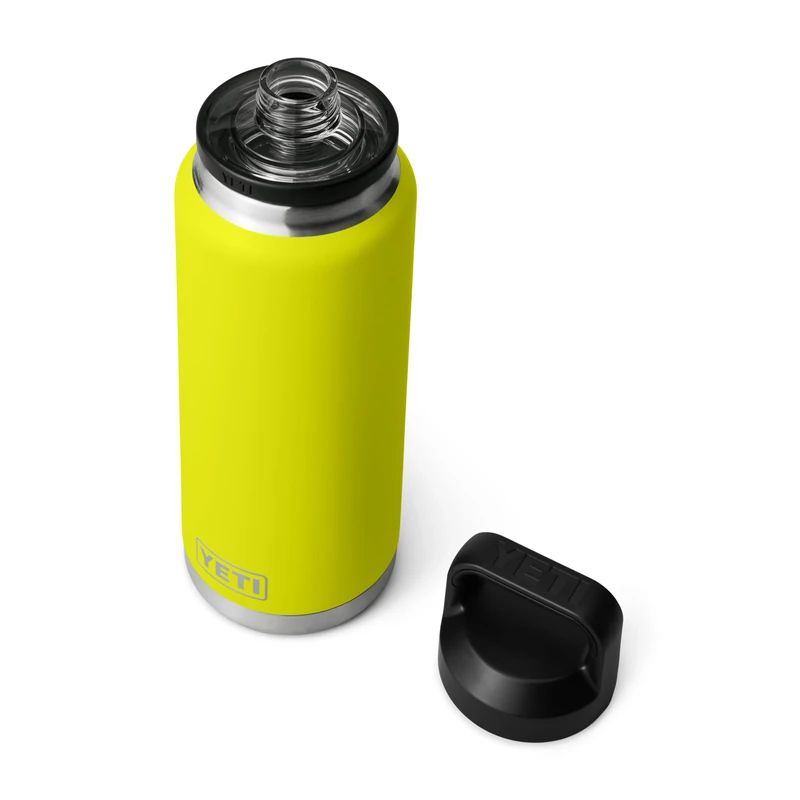YETI Rambler Bottle Chug, Vacuum Insulated Stainless Steel Bottle with Leakproof Chug Cap, Firefly Yellow, 36 oz (1 L)