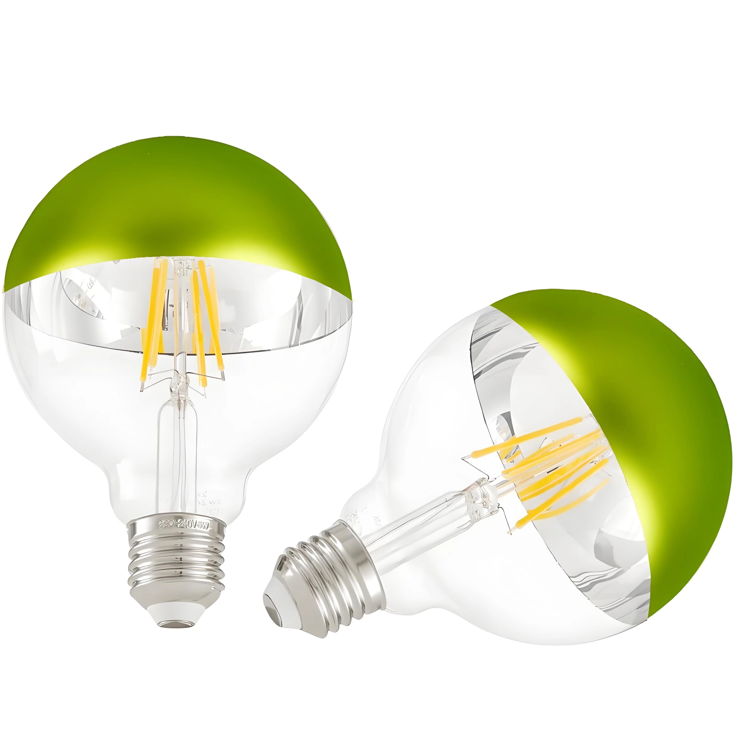 Vanpus E27 Light Bulb 6W Half Chrome Light Bulb No Flicker,Vintage Edison Screw LED Bulbs Warm White 2700K, 60w Equivalent Energy Saver,G95 Grass Green Half-Plated Lamp Bulb,Dimmable (Pack of 2)