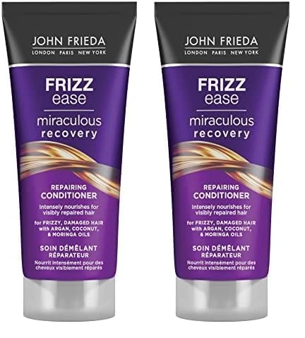 John Frieda Miraculous Recovery Conditioner 75ml, Travel Conditioner for Dry, Damaged Hair (Pack of 2)