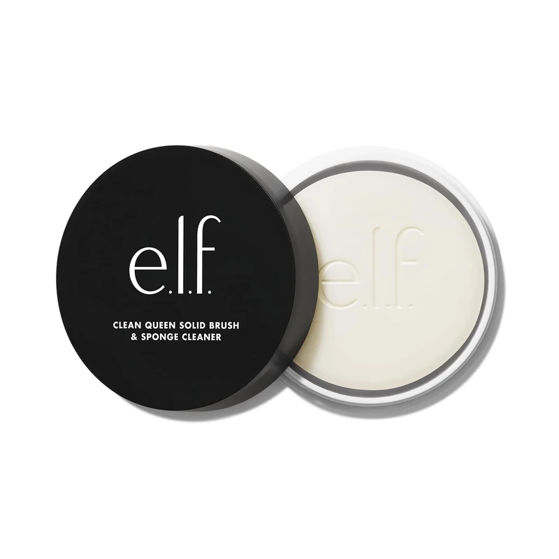 e.l.f. Clean Queen Solid Brush & Sponge Cleaner, Water-Activated Soap Bar Makeup Cleaner, Nourishing, Travel-Friendly, Easy-To-Use, Vegan & Cruelty-Free