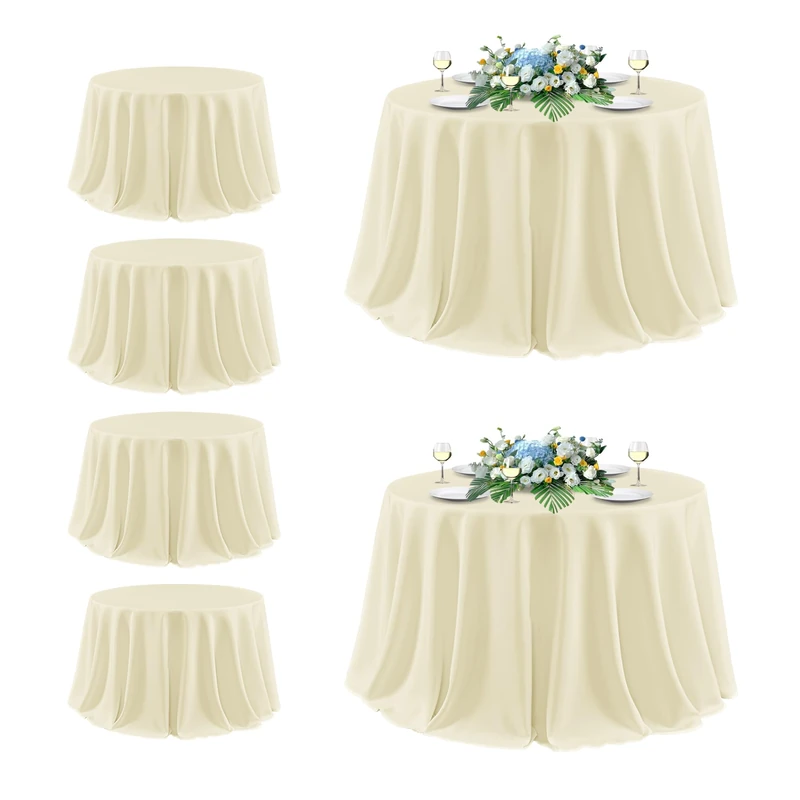 sancua Tablecloths 6 PCS 132 inch Round Beige