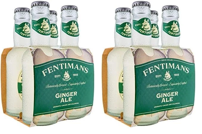 Fentimans Ginger Ale - Botanically Brewed Soft Drink - Exquisitely Crafted and Refreshing Soft Drinks - Gluten-Free and Vegan Friendly Soft Drinks - 4 x 200 ml Bottles (Pack of 2)