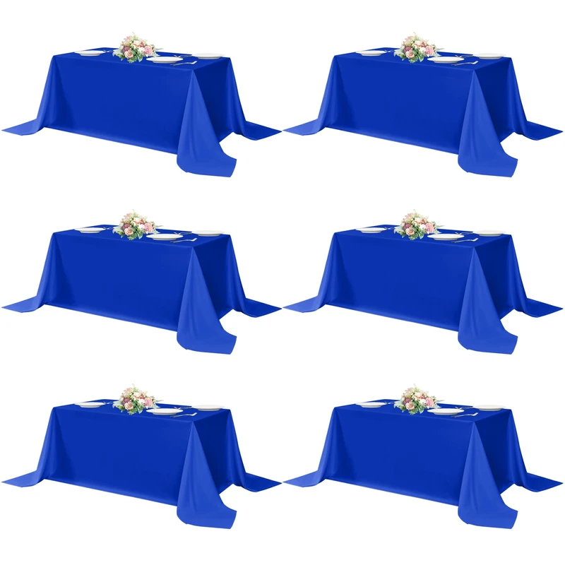 sancua Royal Blue Rectangle Tablecloths 90x132 Inch, 6 Pack