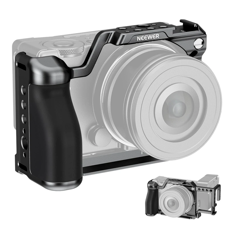NEEWER Cage for fp/fp L, Metal Camera Cage with EVF-11 Support, 1/4" & 3/8" Threads, Arca Type Quick Release Plate, Ergonomic Silicone Grip Compatible with SIGMA fp fpL DJI RS 4 Pro Gimbal, CA132