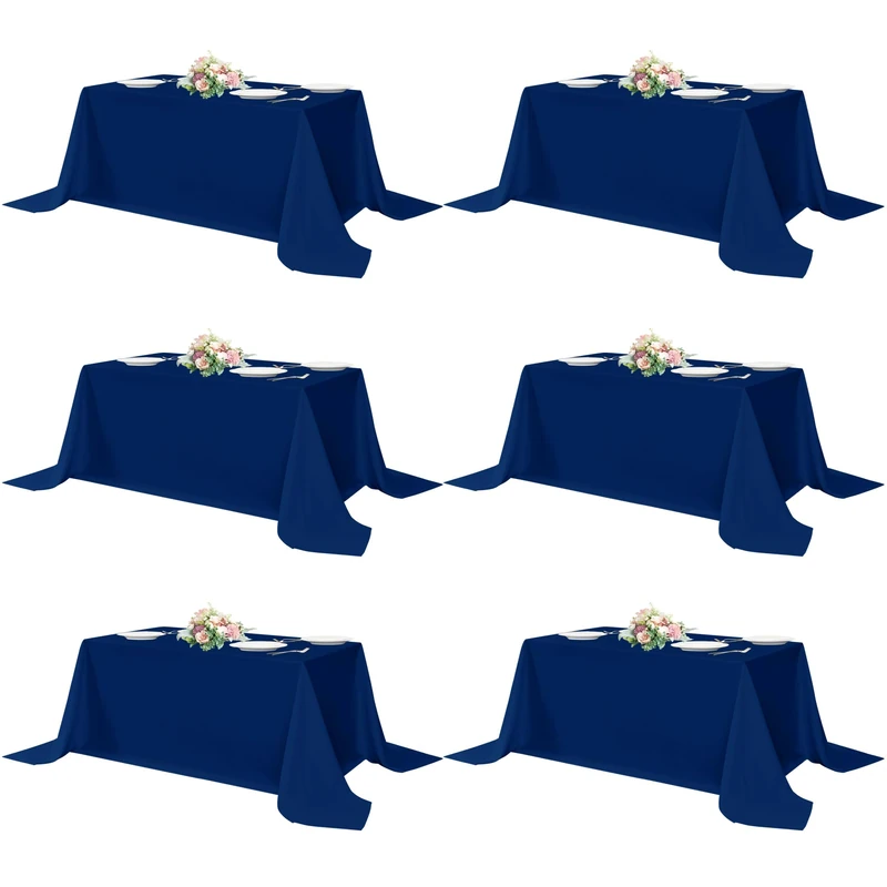 sancua Navy Blue Rectangle Tablecloths 90x156 Inch, 6 Pack