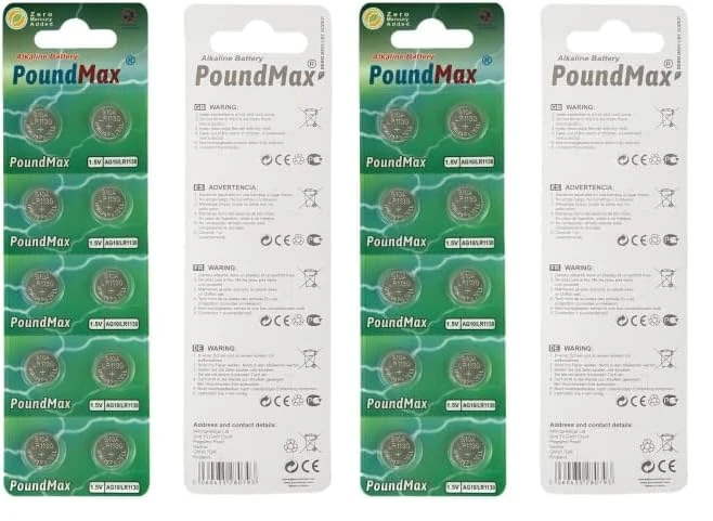 10 x AG10 Poundmax LR54 1.5 V Alkaline Button Cell Battery (Pack of 2)