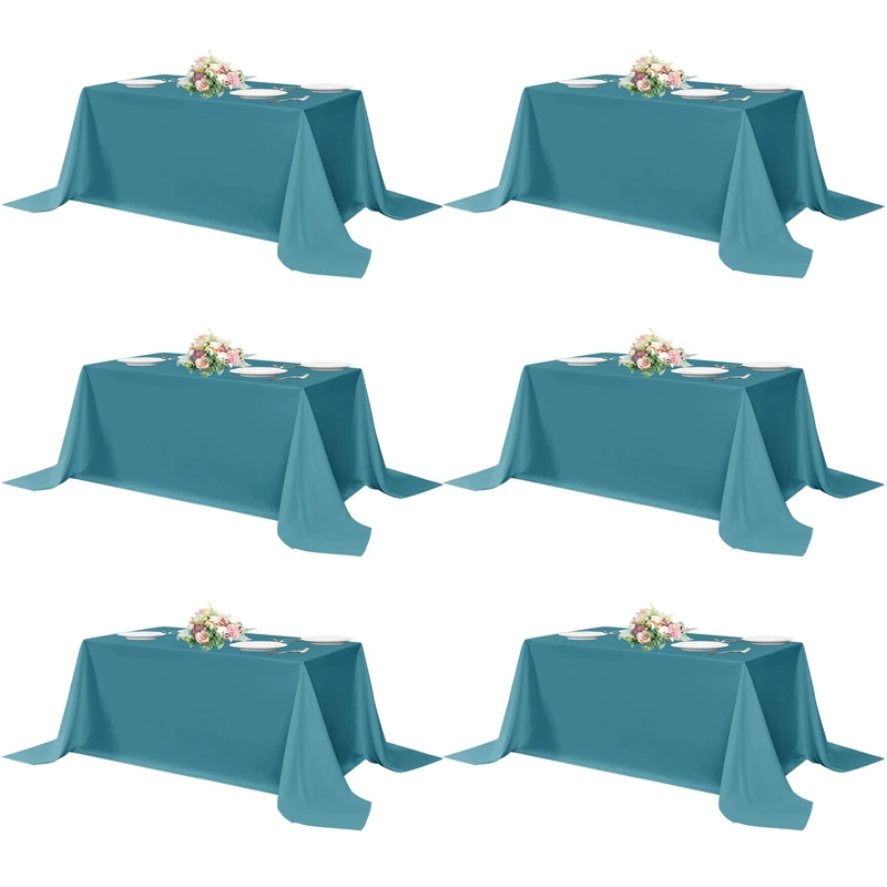 sancua Teal Rectangle Tablecloths 90x156 Inch, 6 Pack