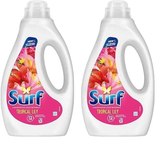 Surf Tropical Lily Laundry Washing with a joy-infused fragrance & natural essential oils lasting up to 12 hours in wear Liquid Detergent for brilliantly clean results 35 washes (Pack of 2)