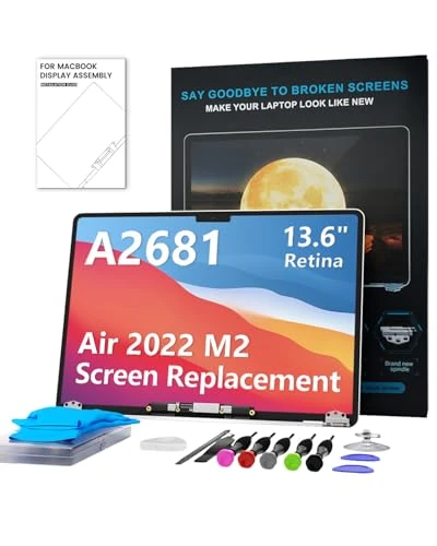 LHM A2681 Screen Replacement for MacBook Air 2022 13.6" M2 (EMC 4074) 2560 x 1664 LCD Screen Display Complete Assembly with Fix Kits (Silver)