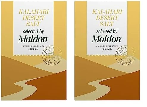 Maldon - Kalahari Desert Salt - Selected by Our Seasoned Experts - Naturally Coarse Salt Hand-Harvested from the Kalahari Desert - Perfect for a Wide Range of Dishes - Fantastic Flavour- 250g Box