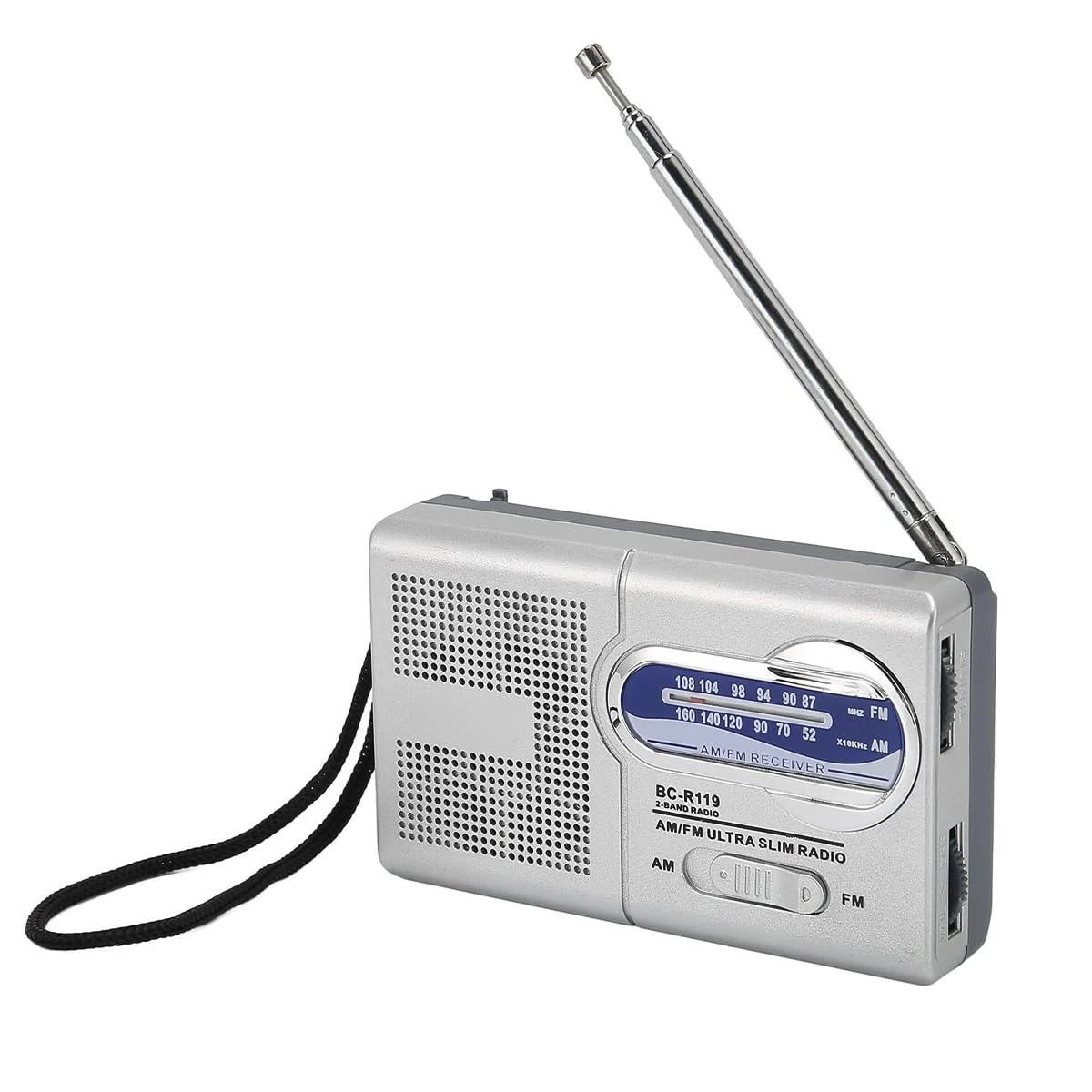 Namvo Am Fm Battery Powered Radio Multifunctional Silver Gray Portable Mini Radio Suitable For Traveling Hiking And Cycling