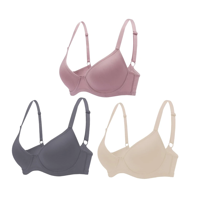 YOWOMO 3pcs Women's Bras Push Up Underwear Comfort Lingerie Everyday Bra Anti-Sag