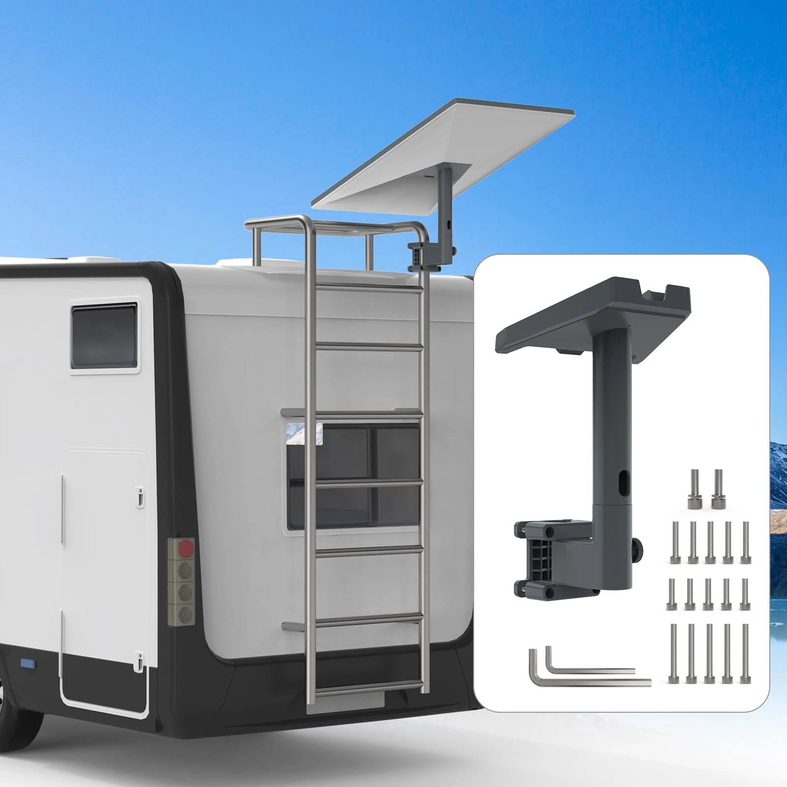 TIUIHU Starlink Mount, Starlink RV Mount for Starlink Gen 3/Starlink Mini, Aluminum Starlink Pole Mount with Installation Range 0.8-1.97” Pipe Adapter