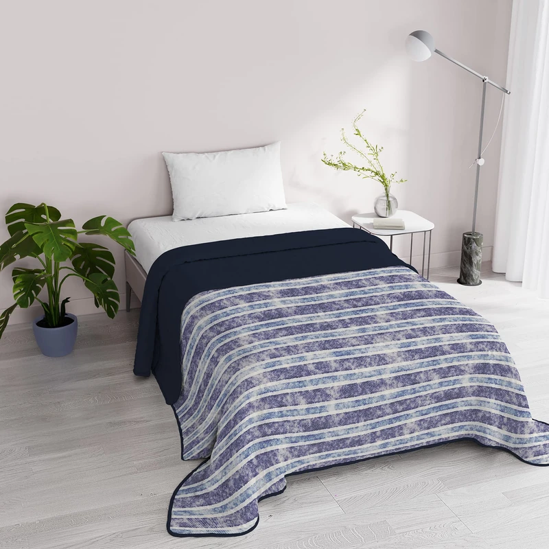 Italian Bed Linen Fantasy Microfibre Summer Quilt 1 and a Half Seater Jeansstripes