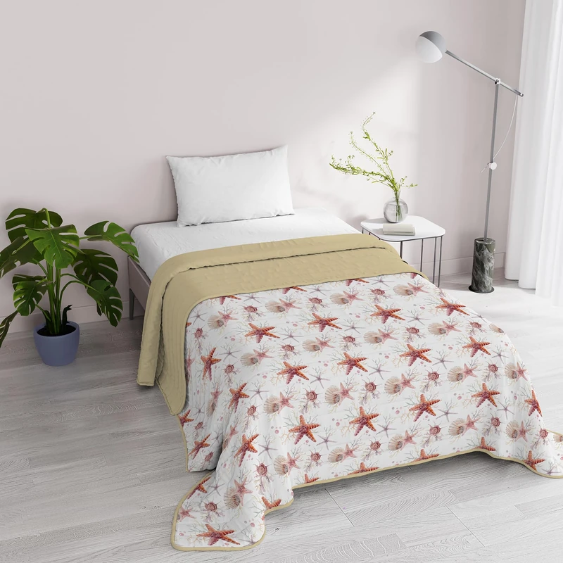 Italian Bed Linen Fantasy Microfibre Summer Quilt 1 and a Half Seater Starfish